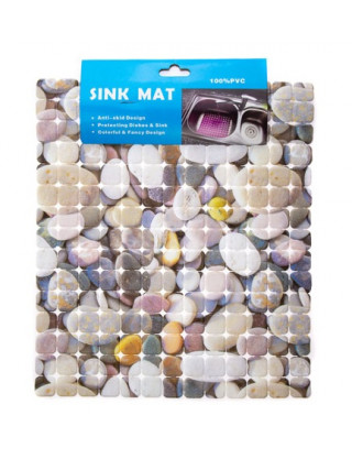 Килим для раковини силіконовий "Камінці принт" 28*25 см. (колір мікс)