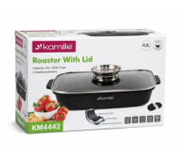 Ростер Kamille 32*21см з литого алюмінію з ант. покриттям "чорний мармур" та скляною кришкою