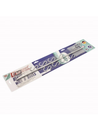 Планка рейлінгова з 8 гачками хромована 50*3.5*8см з кріпленням "SMART STICKER"