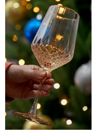 Набір келихів Ardesto Black Mars Favola для вина 460 мл, 2шт, скло, прозоро-золотистий