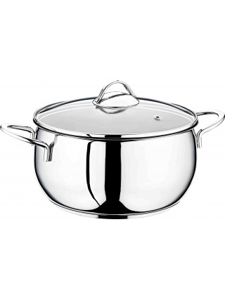 Каструля OMS 1,8л., d-16 см. із нержавіючої сталі, кришка скло, ручки сталь (індукція)
