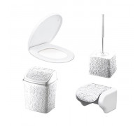 Набір у ванну кімнату  Elif Plastic "Ажур" (йорж, відро для сміття, тримач, сидіння) (білий)