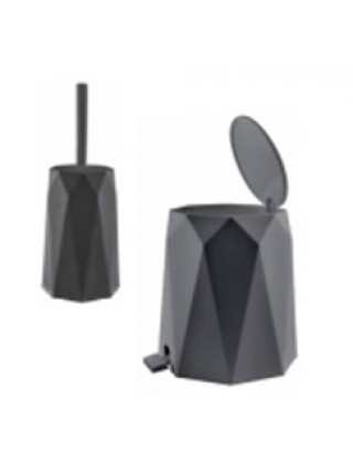 Набір у ванну кімнату Elif Plastic "Geo" (йорж, відро для сміття) (білий)