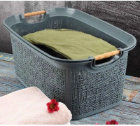 Корзина для побутових речей Tuffex Canvas 7 л, з дерев'яними ручками 31,5х20х13,5см (антрацит)