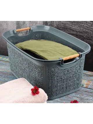 Корзина для побутових речей Tuffex Canvas 7 л, з дерев'яними ручками 31,5х20х13,5см (антрацит)