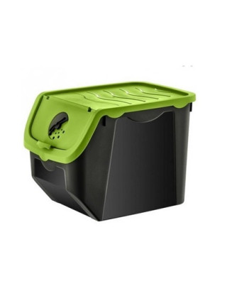 Контейнер для зберігання овочів Hobby life 12 л., 23,5*32,5*23,5 см., (чорний кришка яскраво-зелена)