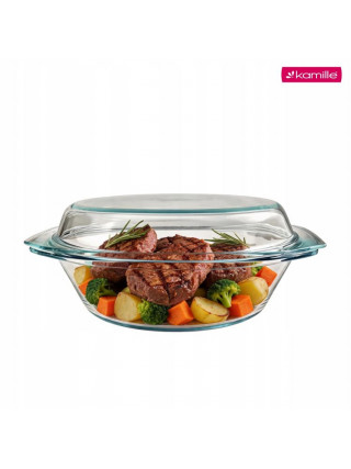 Гусятниця Kamille 4,5л (3л+1,5л) скляна з кришкою