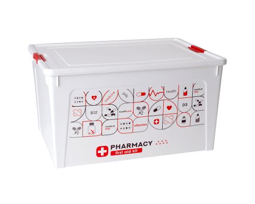 Контейнер для зберігання ліків "Аптечка" 18 л., 39*29*21 см (білий)