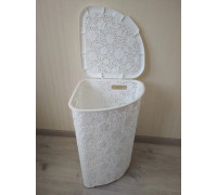 Корзина для білизни кутова Elif Plastic "Ажур" 52 л, 50*41,5*57 см (білий)