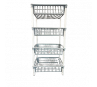 Етажерка прямокутна на 4 полиці NOSTALGIA, на колесах 39,5*30*80 см, (білий)