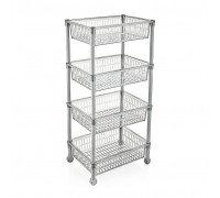 Етажерка NOSTALGIA прямокутна 4 полиці 820*300*395 мм на колесах