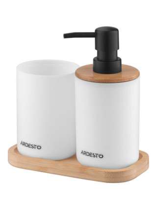 Набір для ванної кмінати Ardesto Minimalism 360мл, 3 предмети, поліпропілен, бамбук, білий