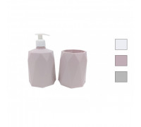 Набір для ванної кімнати Elif Plastik GEO, 2 пр., дозатор та стакан (пудра)