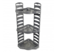 Поличка в ванну кімнату Plastic's Craft 3-х ярусна кутова 63*22,5*22,5 см, сірий металік