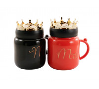 Кружка з кришкою 380 мл CROWN порцеляна кол. кор.