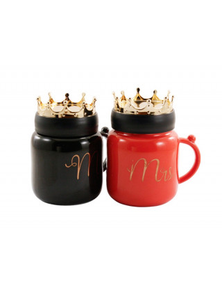 Кружка з кришкою 380 мл CROWN порцеляна кол. кор.