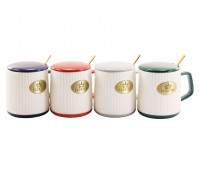 Кружка з кришкою та ложкою 420 мл  FASHION WHITE, порцеляна кол. кор. 