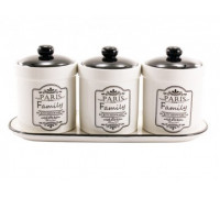 Набір банок керамічних Interos "ПАРИЖ" 500 мл. (3 шт.) на підставці