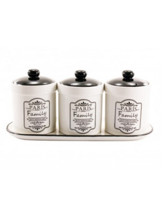 Набір банок керамічних Interos "ПАРИЖ" 500 мл. (3 шт.) на підставці