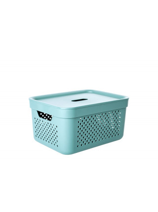 Корзина для побутових речей 15 л "Simple"  39*29*20 см, з кришкою (зелений)