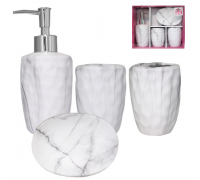 Набір аксесуарів для ванної кімнати S&T Мармур, 4 предмета (мильниця, стакан, стакан для зубних щіток, дозатор для мила)