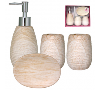 Набір аксесуарів для ванної кімнати S&T Білий Ясен, 4 предмети (мильниця, 2 підставки, дозатор для мила)