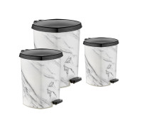 DECOR Відро для сміття 6 л 21*23.5*26 см (128 білий мармур) з педаллю 