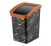 DECOR Відро для сміття Ozer plastik з кришкою-вертушка 6л (129 чорний мармур)