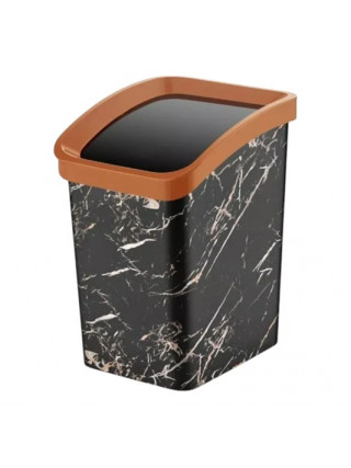 DECOR Відро для сміття Ozer plastik з кришкою-вертушка 6л (129 чорний мармур)