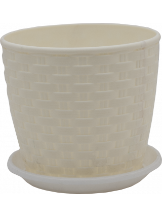 Вазон з підставкою "Ротанг" 20*18 см. (біла троянда)