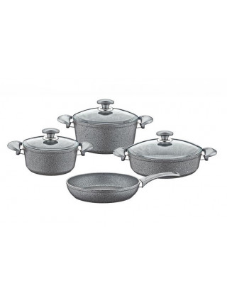 Набір посуду алюмінієвого OMS Granite 7 пр. (каструлі: 2,6 л., 4,3 л., 3,7 л., сотейник 2,6 л., сковорода d-26 см.) Індукція