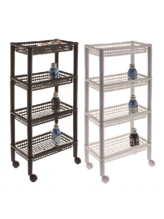 Етажерка прямокутна на 4 полиці NOSTALGIA, на колесах 39,5*30*80 см, (бежевий)*8