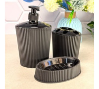 Набір аксесуарів для ванної кімнати LINE (дозатор, підставка для щіток, мильниця) (ЧОРНИЙ)