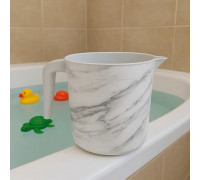 Ківш пластиковий Ozer з мірною шкалою і ручкою 1,4 л (білий мармур)