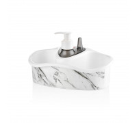 DECOR підставка кухонна для мочалок з дозатором (білий мармур)