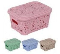 Корзина для побутових речей ''Ажур'' 1,8 л., (20*15*9 см.) (колір мікс) з кришкою