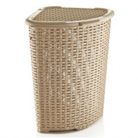 Корзина для білизни кутова 52 л, Dunya plastik "Rattan" 40,2*40,2*58 см (світло-бежевий) 