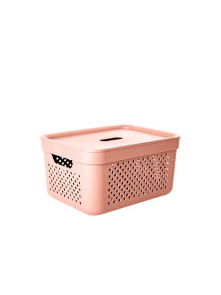 Корзина для побутових речей 15 л "Simple"  39*29*20 см, з кришкою (карамель)