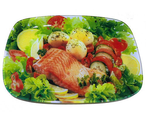 Блюдо Interos Риба скляне прямокутне 29,5*21 см., з декором
