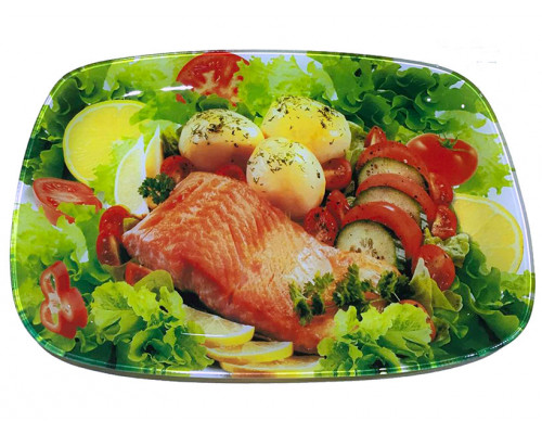 Блюдо Interos Риба скляне прямокутне 34,5*23,5 см., з декором