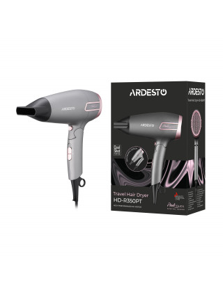Фен Ardesto Pink Touch, 2000Вт, 2 швидкості, 2 темп.режими, складана ручка, сірий+рожевий
