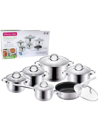 Набір посуду Kamille 12 пр. (каструлі: 2,1 л., 2,9 л, 3,9 л, 6,5 л., ківш 2,1 л., сковорода 24 см.)