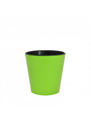 Вазон ЗІ ВСТАВКОЮ "Деко" 16*15,5 см. (оливковий-чорний)