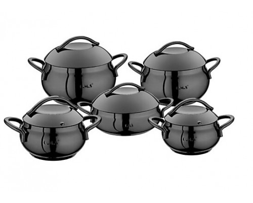 Набір посуду OMS Jet Black Steel 10 пр. (каструлі: 1,9 л., 3,7 л., 5 л., 6,2 л., сотейник 3,2 л.)