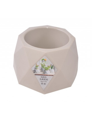 Вазон Elif Plastiс "Geo" 1,0 л. зі структурним блиском (св.-сірий) 