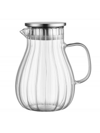 Глечик з кришкою Ardesto Iceberg, 1500мл, боросилікатне скло, нержавіюча сталь, прозорий