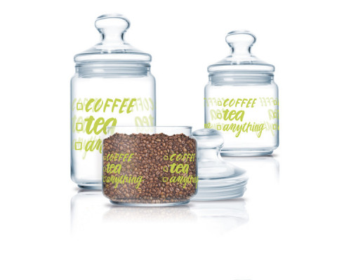 Набір банок скляних Luminarc Pot Club COFFEE TEA 3 шт (0,5 л, 0,75 л, 1 л)