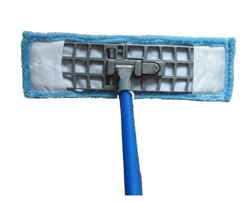 Швабра - полотер для підлоги, мікрофібра, Cage, цільна рукоятка (блакитна) 