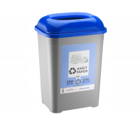 Відро для сортування сміття 50 л, 44*32*64,5 см, ПАПІР (блакитна кришка) 