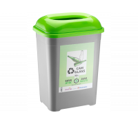 Відро для сортування сміття 50 л, 44*32*64,5 см, СКЛО (зелена кришка) 